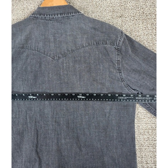Levi's Mens Denim Western Shirt Long Sleeve Black Gray Pearl Snap Button Large - Picture 6 of 7